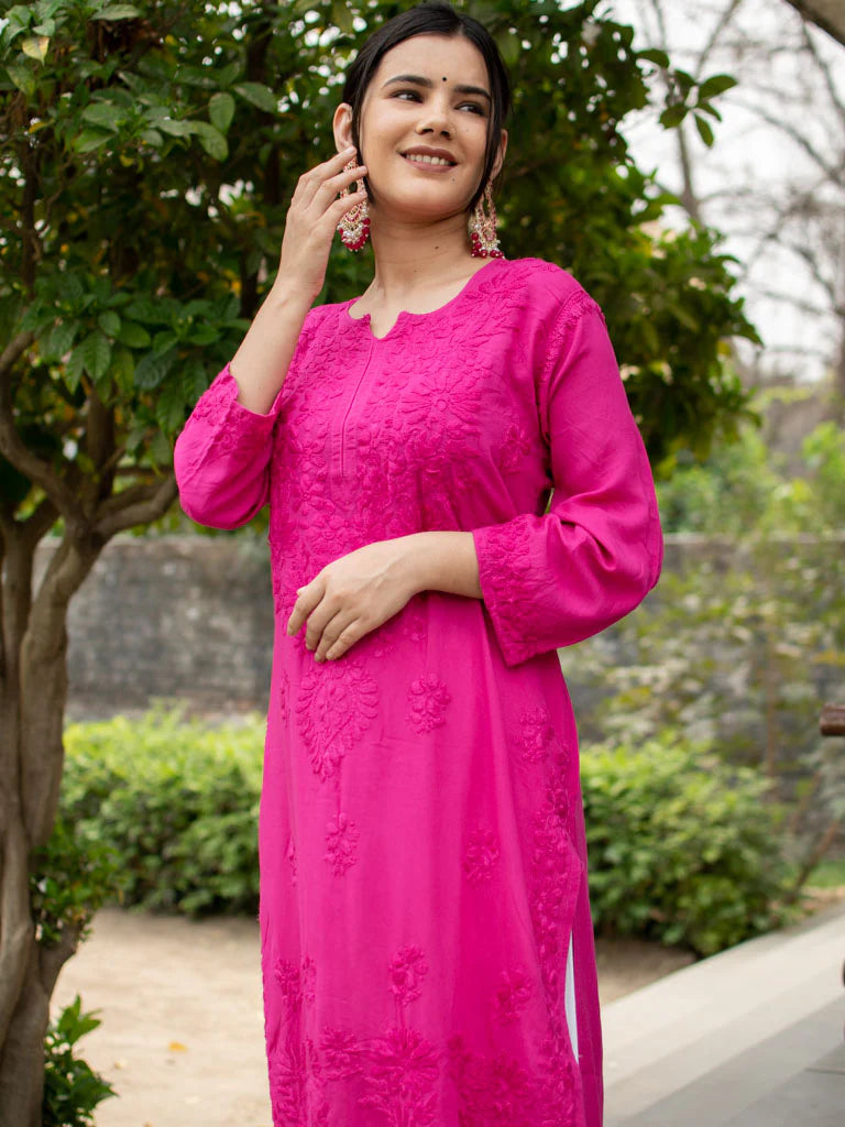 Chikankari pink dress