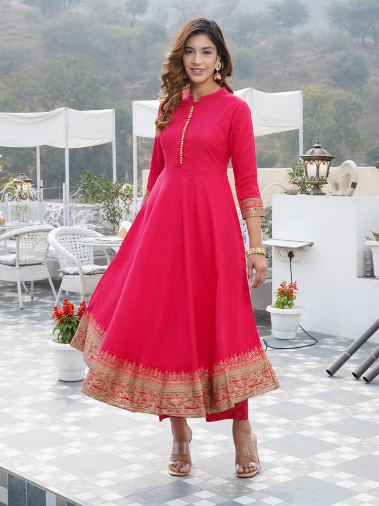 Pink Color Designer Semi Stitched Gown